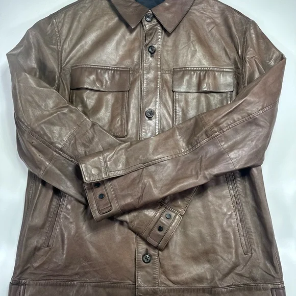 Massimo Dutti Genuine Leather Jacket Nappa Tailored Euro Moto Slim Fit - Picture 2 of 16